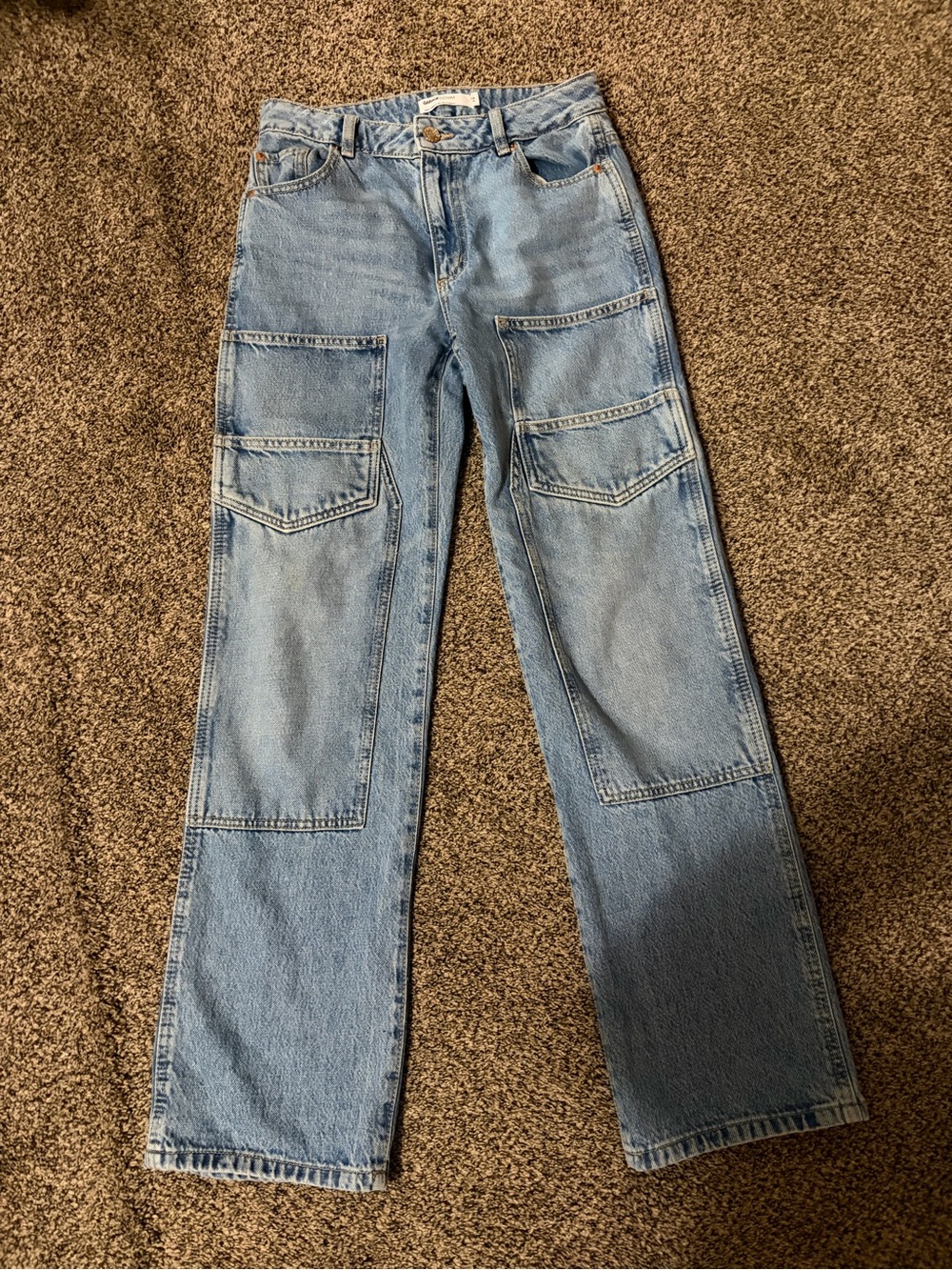 Garage Light Blue Straight-Leg Jeans with Patch Pockets